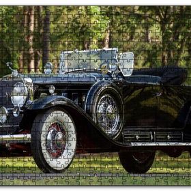Cakapuzzle Siyah Cadillac Cabrio Antika Araba Mdf 120 Parça Puzzle