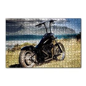 Cakapuzzle Siyah Chopper Motorsiklet Deniz ve Dağlar 120 Parça Ahşap Puzzle
