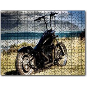 Cakapuzzle Siyah Chopper Motorsiklet Deniz ve Dağlar 255 Parça Puzzle