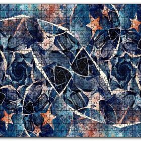 Cakapuzzle Siyah Daireler ve Turuncu Yıldızlar Kompozisyon Mdf 255 Parça Puzzle