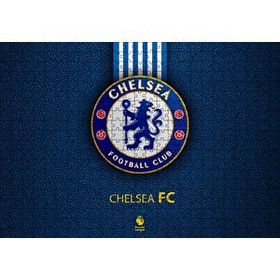 Cakapuzzle Siyah Deri Doku Üzerinde Chelsea Logosu 120 Parça Ahşap Puzzle