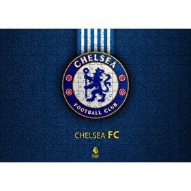 Cakapuzzle Siyah Deri Doku Üzerinde Chelsea Logosu 120 Parça Ahşap Puzzle