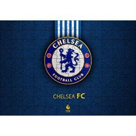 Cakapuzzle Siyah Deri Doku Üzerinde Chelsea Logosu 120 Parça Ahşap Puzzle