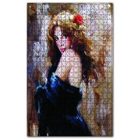 Cakapuzzle Siyah Elbiseli Sarışın Kadın Ahşap 500 Parça Puzzle