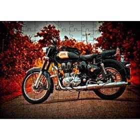 Cakapuzzle Siyah Motorsiklet ve Sonbahar Rengi Ağaçlar 120 Parça Ahşap Puzzle