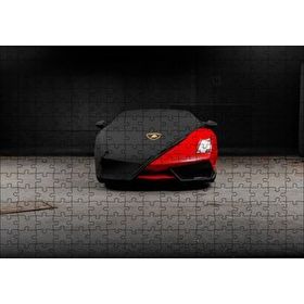 Cakapuzzle Siyah Örtülü Kırmızı Lamborghini 120 Parça Ahşap Puzzle