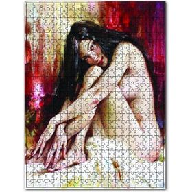 Cakapuzzle Siyah Saçlı Çıplak Kadın Ahşap 1000 Parça Puzzle
