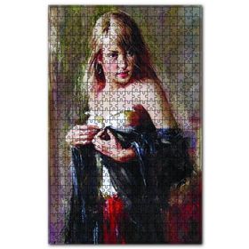 Cakapuzzle Siyah Şallı Sarışın Kadın Ahşap 500 Parça Puzzle