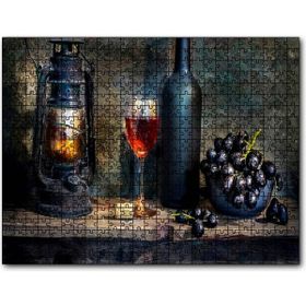 Cakapuzzle Siyah Üzüm Şarap Kadehi Fener Mdf 120 Parça Puzzle