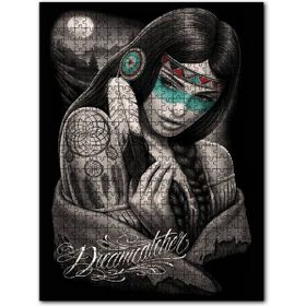 Cakapuzzle Siyah Zeminde Kızılderili Kadın Görseli 120 Parça Puzzle