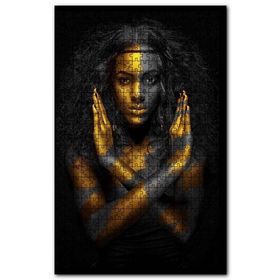 Cakapuzzle Siyahi Kadın ve Altın Rengi Boyaları Ahşap 255 Parça Puzzle