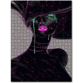 Cakapuzzle Siyahi Kadın ve Neon Makyajı Ahşap 500 Parça Puzzle