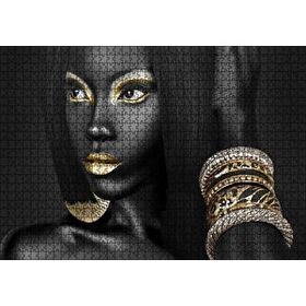 Cakapuzzle Siyahi Kadının Altın Rengi Aksesuar ve Makyajı Mdf 1000 Parça Puzzle