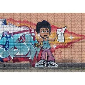 Cakapuzzle Siyahi Kız Grafiti Duvar Boyama 120 Parça Ahşap Puzzle