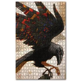 Cakapuzzle Ski Renli Kanatlı Kara Karga Görseli Ahşap 500 Parça Puzzle