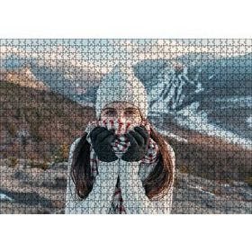 Cakapuzzle Soğuk Dağlar ve Beyaz Bereli Kız 120 Parça Ahşap Puzzle