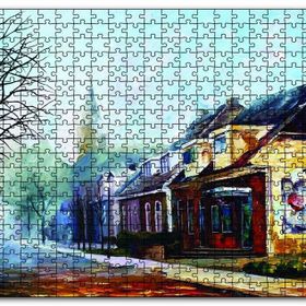 Cakapuzzle Sokak Evler Yağlı Boya Mdf 120 Parça Puzzle