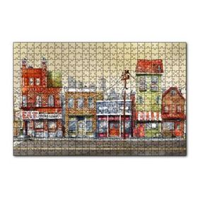 Cakapuzzle Sokakta Binalar ve Dükkanlar Karikatürize 120 Parça Ahşap Puzzle