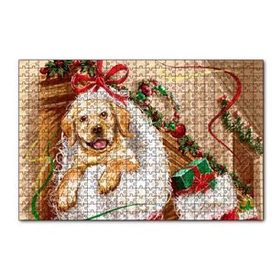 Cakapuzzle Şömineye Asılı Yılbaşı Hediyeleri ve Yavru Köpek 120 Parça Ahşap Puzzle