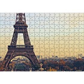Cakapuzzle Sonbahar Günbatımı Eyfel Kulesi ve Şehir Manzarası 120 Parça Ahşap Puzzle