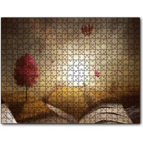 Cakapuzzle Sonbahar Kız ve Açık Kitap Illüstrasyon 500 Parça Puzzle