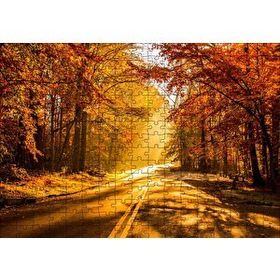 Cakapuzzle Sonbahar Ormandan Geçen Yol ve Güneş Işınları 255 Parça Puzzle