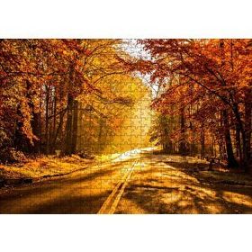 Cakapuzzle Sonbahar Ormandan Geçen Yol ve Güneş Işınları Mdf 500 Parça Puzzle
