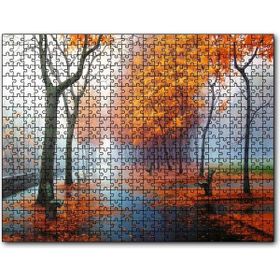 Cakapuzzle Sonbahar Rengi Ağaçlar Sis ve Boş Banklar Mdf 500 Parça Puzzle