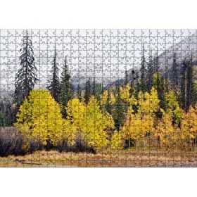Cakapuzzle Sonbahar Rengi Ağaçlar ve Arkada Karlı Dağlar Mdf 500 Parça Puzzle
