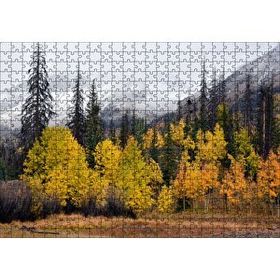 Cakapuzzle Sonbahar Rengi Ağaçlar ve Arkada Karlı Dağlar Mdf 500 Parça Puzzle