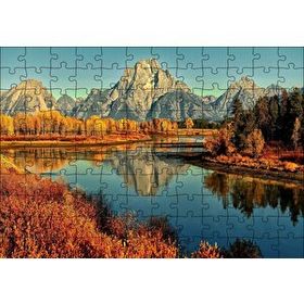 Cakapuzzle Sonbahar Renkleri Nehir ve Çıplak Dağlar 120 Parça Ahşap Puzzle