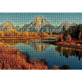 Cakapuzzle Sonbahar Renkleri Nehir ve Çıplak Dağlar Mdf 1000 Parça Puzzle