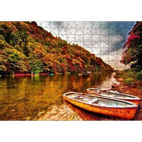 Cakapuzzle Sonbahar Renklerinde Orman ve Nehirde Kayıklar Mdf 255 Parça Puzzle