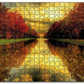 Cakapuzzle Sonbahar Renklerinde Orman ve Su Yolu Mdf 500 Parça Puzzle