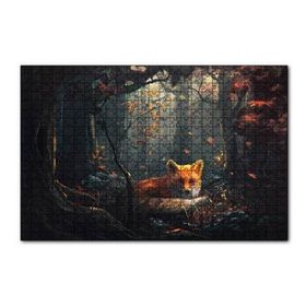 Cakapuzzle Sonbahar Renklerinde Orman ve Tilki Çizim 120 Parça Ahşap Puzzle
