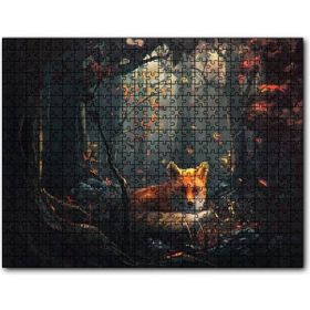 Cakapuzzle Sonbahar Renklerinde Orman ve Tilki Çizim Mdf 1000 Parça Puzzle