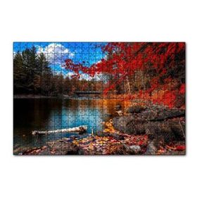 Cakapuzzle Sonbaharda Göl ve Yapraklar 120 Parça Ahşap Puzzle