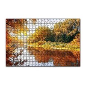 Cakapuzzle Sonbaharda Ormanın İçindeki Berrak Nehir 120 Parça Ahşap Puzzle