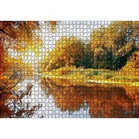 Cakapuzzle Sonbaharda Ormanın İçindeki Berrak Nehir 120 Parça Ahşap Puzzle