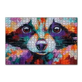 Cakapuzzle Soyut Boyalı Rakun Görseli 120 Parça Ahşap Puzzle