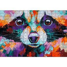 Cakapuzzle Soyut Boyalı Rakun Görseli 120 Parça Ahşap Puzzle