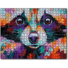 Cakapuzzle Soyut Boyalı Rakun Görseli 120 Parça Mdf Puzzle