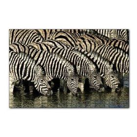 Cakapuzzle Su İçen Zebra Sürüsü Görseli 120 Parça Ahşap Puzzle