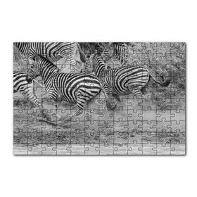Cakapuzzle Su Kenarında Kaçan Zebralar Siyah Beyaz 120 Parça Ahşap Puzzle