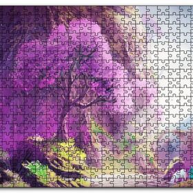 Cakapuzzle Su Kenarındaki Beyaz Atlı ve Dev Mor Ağaç Mdf 120 Parça Puzzle