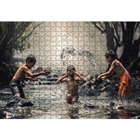 Cakapuzzle Suda Eğlenen Çocuklar Ahşap 500 Parça Puzzle