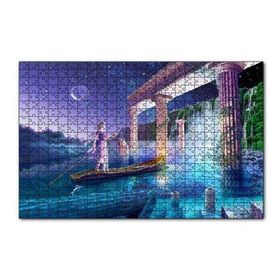 Cakapuzzle Sularla Kaplı Antik Sütunlar Sandal ve Kız 120 Parça Ahşap Puzzle