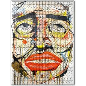 Cakapuzzle Sulu Boya Çalışması Üzgün Insan Yüzü Portresi Görseli 255 Parça Puzzle