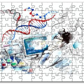 Cakapuzzle Suluboya Efekt Bilim Adamı ve Ekipmanları Mdf 120 Parça Puzzle
