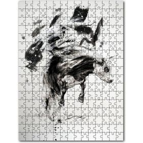 Cakapuzzle Suluboya Efekt Kovboy Rodeo ve Denge Mdf 255 Parça Puzzle